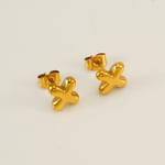 Gold color / 1 Pair Simple Series Elegant Letter X Titanium Steel  Gold Color Women's Stud Earrings Picture24